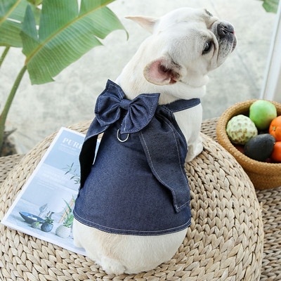 Jaukas bantes suņu kleitas maziem suņiem Meiteņu apģērbs Kaķis suns Džinsu veste kucēnam svārki Vasaras mājdzīvnieku džinsi Jaka suns kleita ar zirglietām