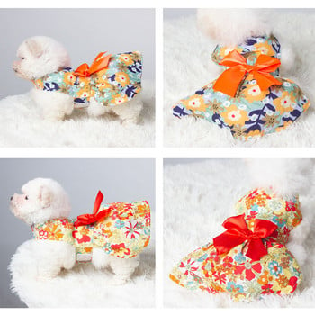 Φόρεμα για σκύλους λουλουδάτο φιόγκο Πριγκίπισσα Φόρεμα σκύλου Φούστα Άνοιξη Καλοκαίρι Νυφικά Φορέματα Χαριτωμένο γλυκό λεπτό μικρό φρέσκο στυλ πεταλούδας