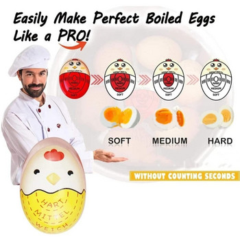 Анимационен таймер за яйца Индикатори за промяна на цвета Меки и твърдо сварени яйца Термометър Кухненска джаджа показва кога яйцата са на едро
