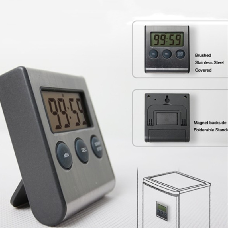 Digitālais taimeris Minūtes sekundes Taimeri LCD digitālais ekrāns Modinātājs Pulkstenis Gatavošana Skaitīšana Uz augšu Atpakaļskaitīšana Hronometrs Virtuves piederumi
