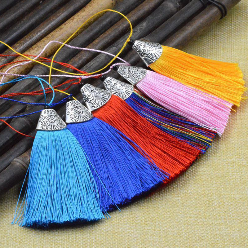 Zīda pušķis Atslēgu Auskari Rotaslietas Atradumi Sastāvdaļas Iekarināmais Snīpis Padarīt piekarināmus Rotājumus 8cm 5gab