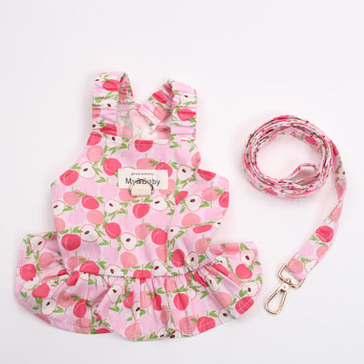 Нова флорална рокля за куче котка и подходяща каишка котка кученце пролет/лято дрехи 3 цвята 5 размера