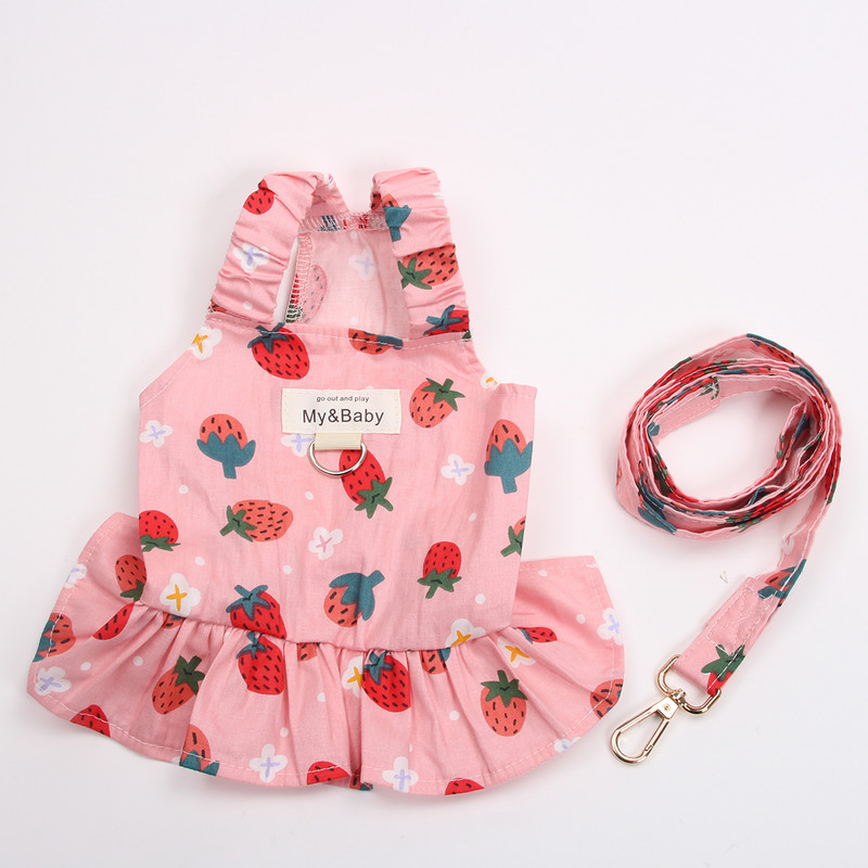 Нова флорална рокля за куче котка и подходяща каишка котка кученце пролет/лято дрехи 3 цвята 5 размера