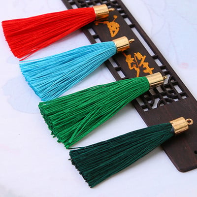 10-30Pcs Metal Cap Silk Tassel Trim Fringe DIY Earrings Key Chain Jewelry Decorative Accessories Curtain Pendant Craft Tassels
