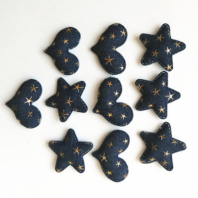 XUNZHE 5cm džinsa zelta zvaigzne Matu aksesuāri DIY Boutique Galvassegas Bez Barrette matu sprādzes Matu loki Apģērbu plāksteris