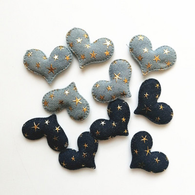 XUNZHE 5cm džinsa zelta zvaigzne Matu aksesuāri DIY Boutique Galvassegas Bez Barrette matu sprādzes Matu loki Apģērbu plāksteris