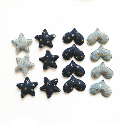 XUNZHE 5cm džinsa zelta zvaigzne Matu aksesuāri DIY Boutique Galvassegas Bez Barrette matu sprādzes Matu loki Apģērbu plāksteris