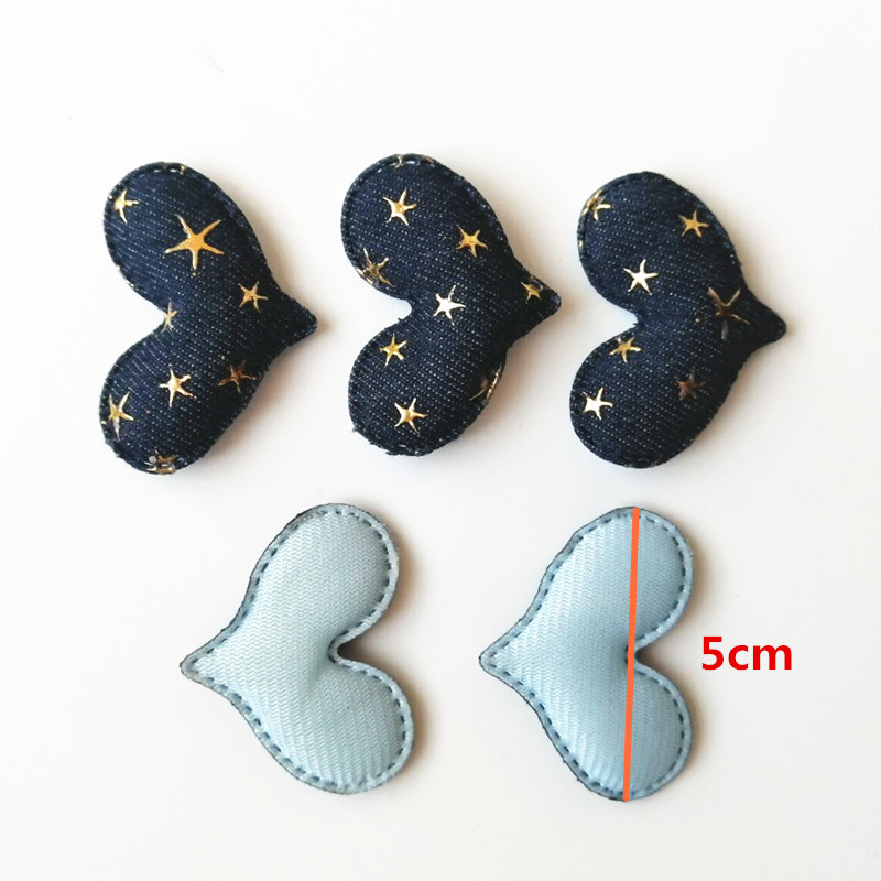 XUNZHE 5cm džinsa zelta zvaigzne Matu aksesuāri DIY Boutique Galvassegas Bez Barrette matu sprādzes Matu loki Apģērbu plāksteris