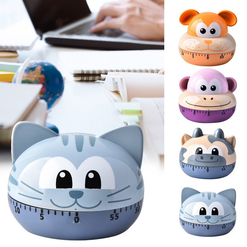 Jauki multfilmu Dzīvnieki Taimeri 60 minūšu Mehāniskā virtuve Gatavošanas Taimeris Pulkstenis Skaļi Signalizācijas Skaitītāji Mini Virtuves Taimeris Uztver kaķi