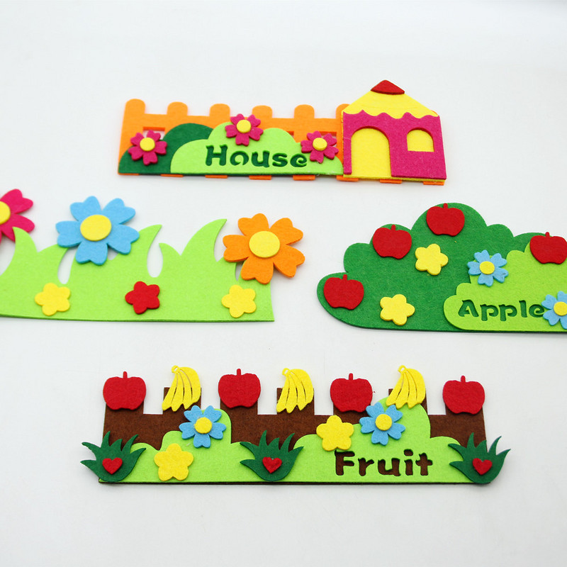 1 gab. Jauns amatniecības filca auduma filcs griešanas ziedu zāle žoga aplikācijas bērnu istabai Sākums DIY sienas uzlīmes bērnudārza dekorēšana