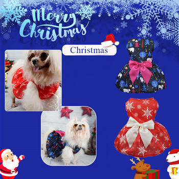 Χριστουγεννιάτικα ρούχα για σκύλους Χειμερινά φορέματα για κατοικίδια Ζεστή χαριτωμένη φούστα με στάμπα για σκύλους Κουτάβι γάτα Γατάκι Βαμβακερό Ρούχα κατοικίδιων ζώων Στολή για γάτες