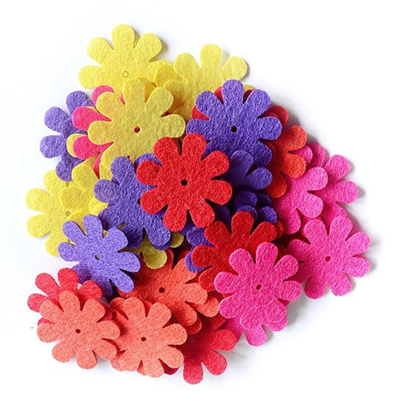 100 loksnes vilnas filcēšana ziedi DIY amatniecības filca komplekts adatu filcēšana šūšanas ielāps uz apģērba mājas dekors filcs Ziedi Ziemassvētku filcs