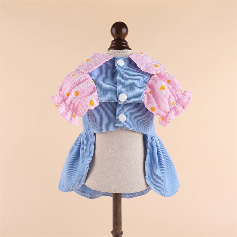 Mājdzīvnieku klasiskā izšūšana Velveta kleita kaķu suņa kleita mājdzīvnieka svārku suņa kleita ar piekabes sprādzi Teddy Bears Mētelis Mājdzīvnieku apģērbi