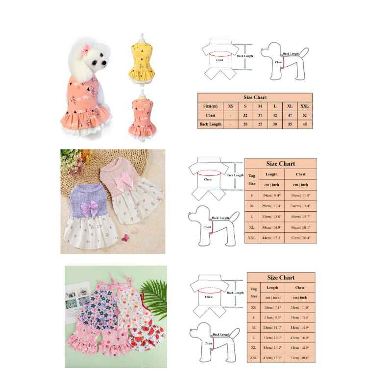 Βαμβακερά φορέματα Puppy Cat για Yorkies Chihuahua Clean Clothing Μαλακά βαμβακερά κατοικίδια Ρούχα για σκύλους γάτες Φόρεμα με μαλακό ανθεκτικό φούστα