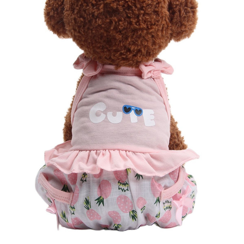 Suņa kaķa kombinezona kleita jauks ananāsu dizains suns kaķis pavasara/vasaras elpojošs apģērbs, apģērbs