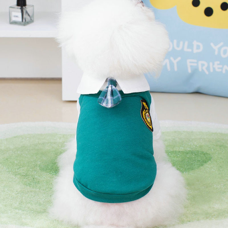 Koledžas stila suņu krekls kleita mājdzīvnieku apģērbs pavasaris un vasara pāriem apģērbi suņu krekliem kapuces kucēna kaķa svārki maziem suņiem XS