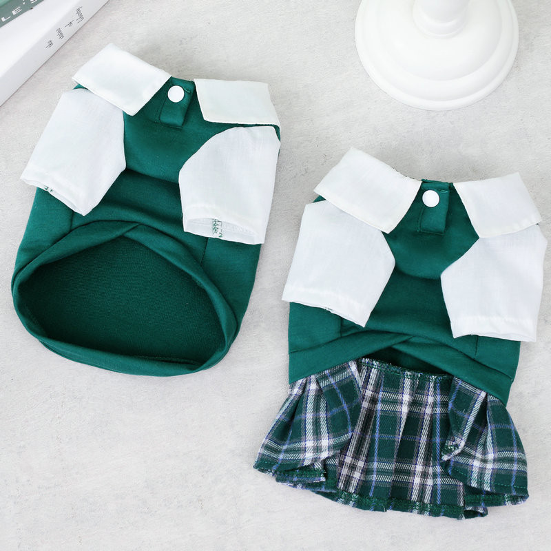 Koledžas stila suņu krekls kleita mājdzīvnieku apģērbs pavasaris un vasara pāriem apģērbi suņu krekliem kapuces kucēna kaķa svārki maziem suņiem XS