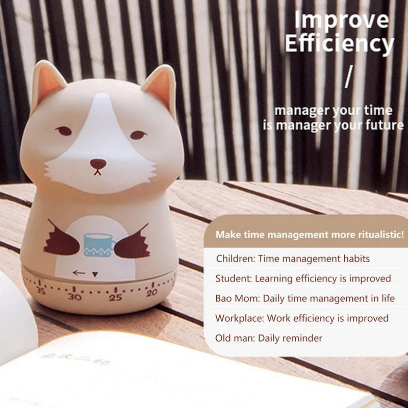 Karikatūra Ēdienu gatavošanas modinātājs 360 grādos rotējošs skaļš zvans, plastmasas karikatūra, dzīvnieks, pulkstenis, taimeris Virtuves piederumi