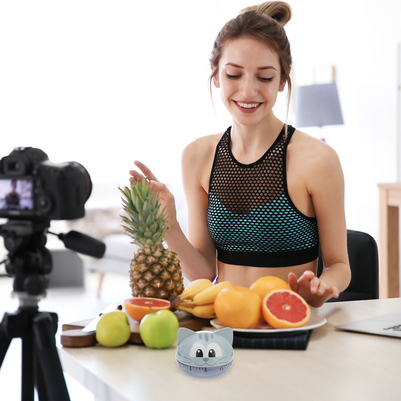 Virtuves atpakaļskaitīšanas digitālais taimeris bērniem kaķa formas metāla mehāniskais šefpavārs gatavošanas digitālais taimeris bērniem ar skaļu trauksmi