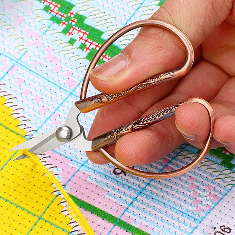Retro šivaće škare od nehrđajućeg čelika u 6 boja Kratki rezač Izdržljive vintage krojačke škare od visokog čelika za kućanske obrte