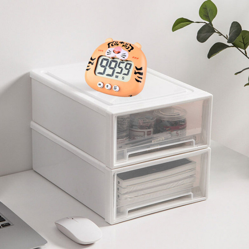 Pulksteņi Bērni Atpakaļskaitīšanas taimeris Virtuve Mājas Ērts Mazs rīks Izmantot Laika noteikšanas Ierīce Abs Atgādinājums Tīģera formas skolēns