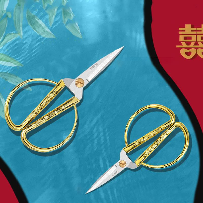 Nerūsējošā tērauda šūšanas zelta šķēres Īss griezējs Izturīgs vintage izšūšanas drēbnieks Šķēres auduma griezējs Amatniecības rīks šūšanai