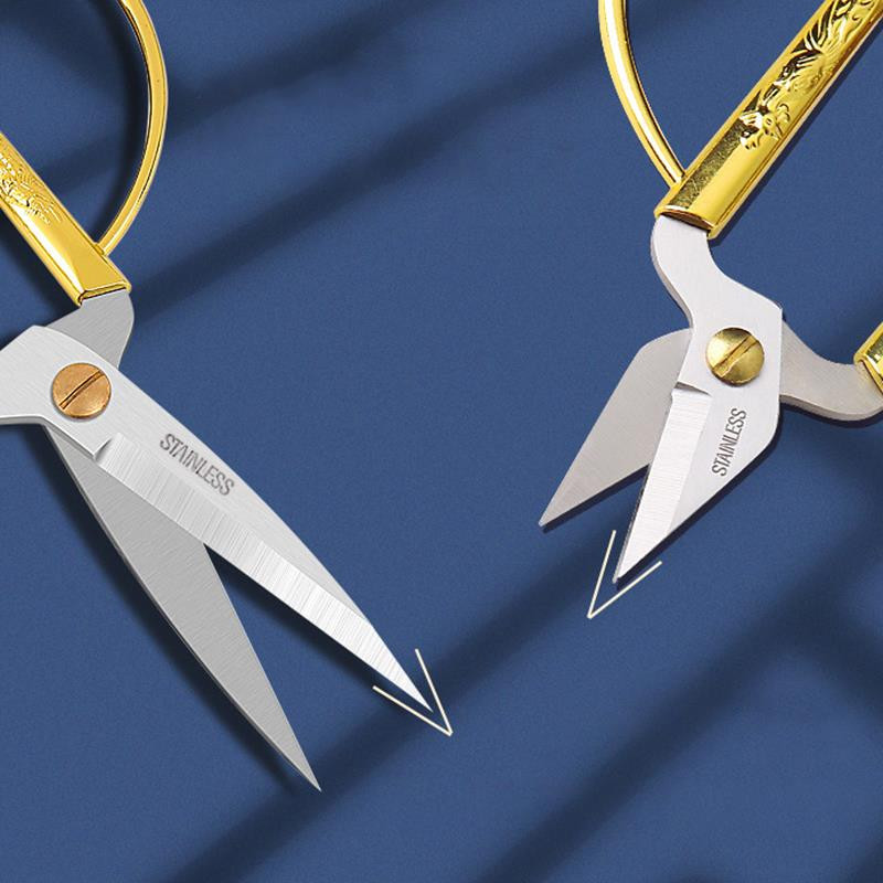 Nerūsējošā tērauda šūšanas zelta šķēres Īss griezējs Izturīgs vintage izšūšanas drēbnieks Šķēres auduma griezējs Amatniecības rīks šūšanai