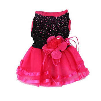 2021 Pet Dog Rose Flower Gauze Φούστα Puppy Cat Princess Clothes Φόρεμα ένδυσης για σκύλους στολή σκύλου Ρούχα κατοικίδιων ζώων XS/S/M/L