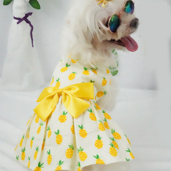 Рокля за куче с флорални мотиви Рокля за принцеса Кучешка пола Пролет Лято Секция Сватбени рокли Сладки сладки тънки малки свежи стилове