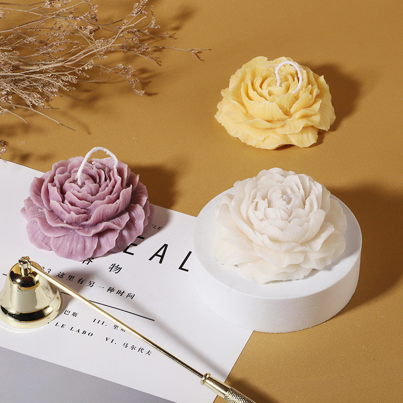 Didelis bijūnų silikono žvakės formos Aromaterapinis gipso muilo dervos gėlių pelėsis Gimtadienio šventė Dovana vestuvių suvenyrai Namų dekoras