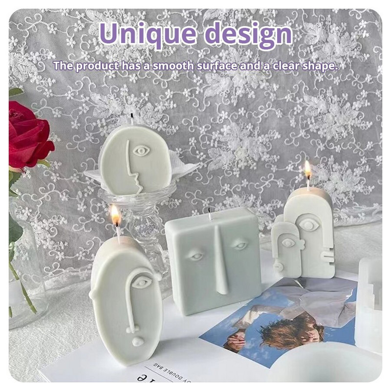 DIY Nordic 3D inimese näo küünlavorm Abstraktne inimese näo krohv epoksüvaigu aromaatsed seebivormid kodukaunistusega käsitöö kingitused