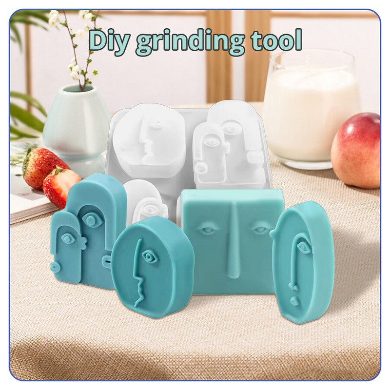 DIY Nordic 3D inimese näo küünlavorm Abstraktne inimese näo krohv epoksüvaigu aromaatsed seebivormid kodukaunistusega käsitöö kingitused