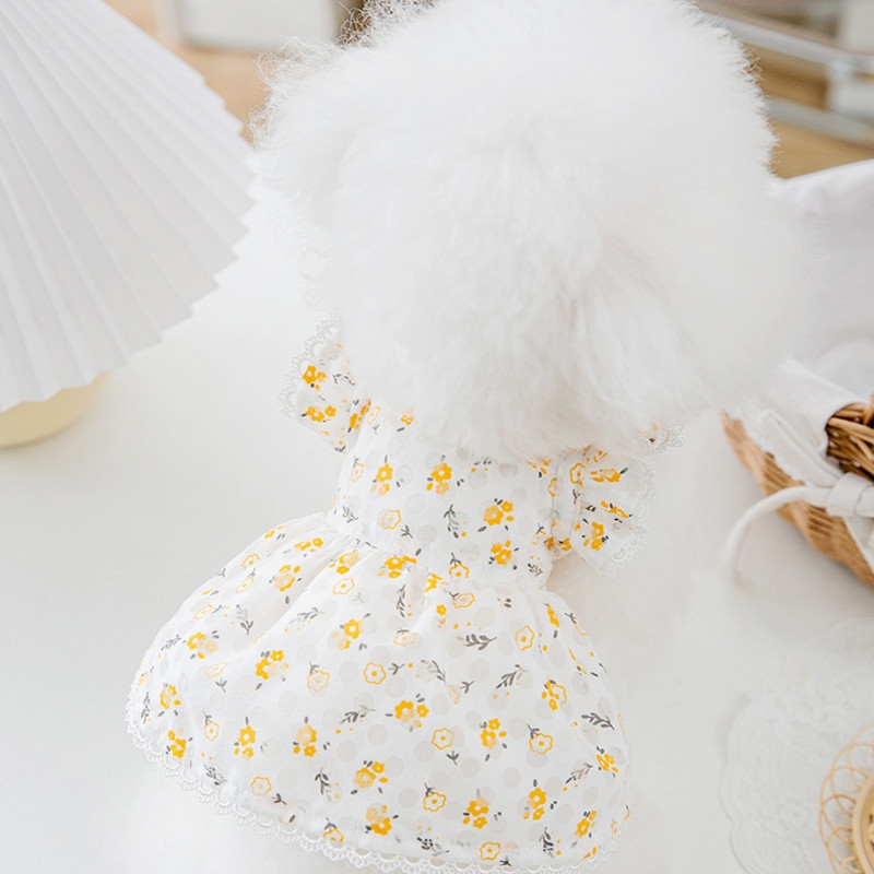 Pavasara un vasaras suņu kleita maziem suņiem Jauka svaiga kucēna doba kleita suņu apģērbi kaķu mājdzīvnieku ziedu svārki Čivavas mājdzīvnieku suņa veste