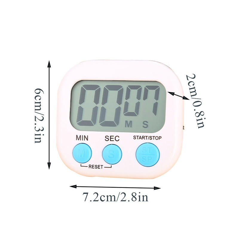Digitālais taimeris Taimeris Modinātājs Atpakaļskaitīšana Elektroniskais taimeris Liels LCD displejs Ēdienu gatavošana Cepšana Pamatnes statīvs Sporta spēles Pulkstenis
