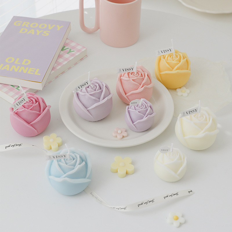 Toidukvaliteediga roosilillede silikoonvorm DIY käsitsi valmistatud aroomiteraapia küünlavorm savivaigust krohvivorm jääkuubik šokolaadikoogivorm