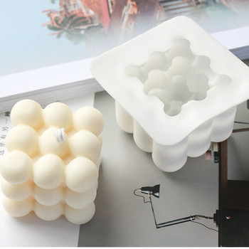Направи си сам геометрична свещ кубче на Рубик Силиконова форма 3D Cube комплект за правене на сапунени свещи Ръчно изработена форма за печене на шоколадов десерт с балончета