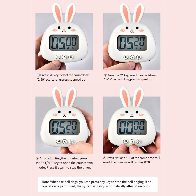 10 Styles multfilmu Dzīvnieku digitālais taimeris virtuvei klasē Jauka zaķa cāļa formas atpakaļskaitīšanas taimeris ar mājas dekoru