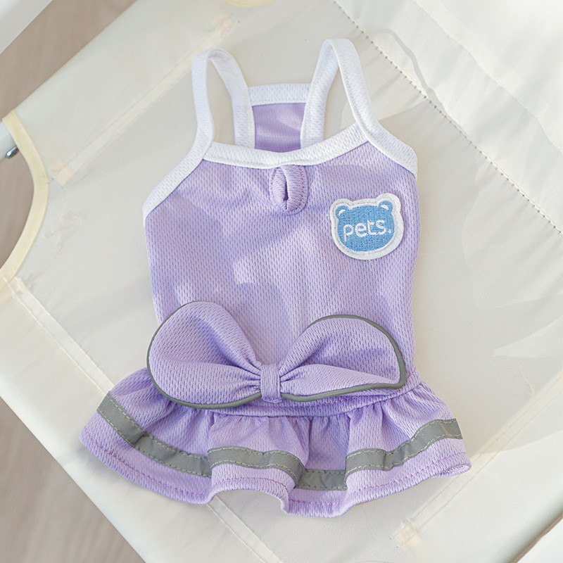 Suvine kutsika vibu Suspender seelik Teddy Sport Tuul Kleit Lemmiklooma Päikesekaitse Riided Ilusad Koerariided Koerakleidid Väikestele Koertele