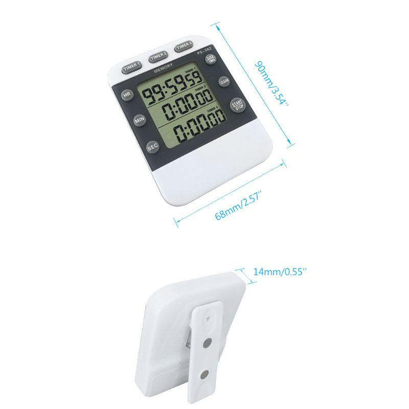 99 tundi 12/24 tundi mälu taimer taimer 3 kanaliga spordi köögi taimer Taimer 3 rühma taimer
