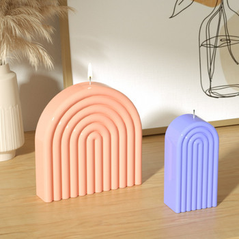 Направи си сам Rainbow Arch Candle Manding Силиконова форма Ръчно изработена геометрия Ароматизирана свещ Восъчна форма Сапунена мазилка Смола Форма за торта Домашен декор