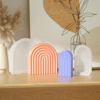 Направи си сам Rainbow Arch Candle Manding Силиконова форма Ръчно изработена геометрия Ароматизирана свещ Восъчна форма Сапунена мазилка Смола Форма за торта Домашен декор