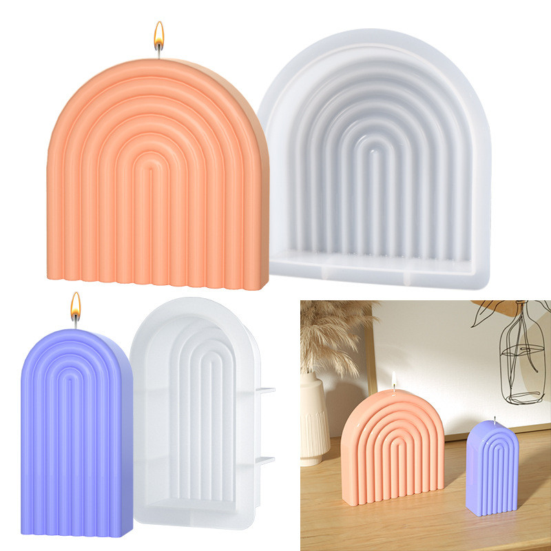 DIY vikerkaare küünalde valmistamine silikoonvormist käsitsi valmistatud geomeetriaga lõhnav küünla vaha vorm seep krohv vaigust koogivorm kodusisustus