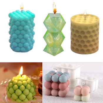 Незалепващи балонни кубчета, свещи, силиконова форма, 3D кубична пирамида, ароматерапевтична свещ, смола, форма, форми за изработка на гипсови занаяти, домашен декор