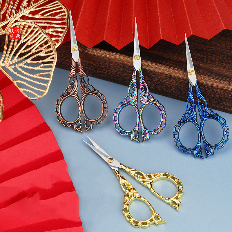 Vintage rätsepa käärid virsikuõie käärid ristpistes niit roostevabast terasest käärid käsitöö koduõmblemiseks