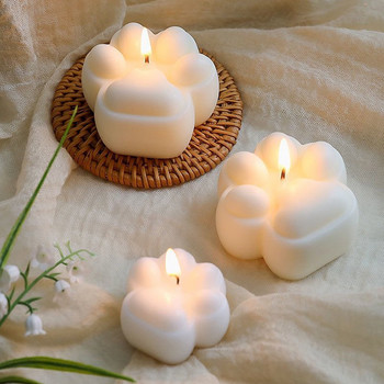2Holes Cat Paw Candle Mould σιλικόνης για DIY Cute Aromatherapy Candle Soap Making Mold Cute keychain Resin Molds Διακόσμηση σπιτιού