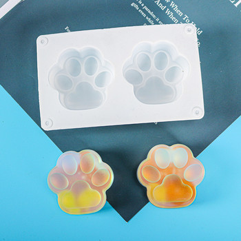 2Holes Cat Paw Candle Mould σιλικόνης για DIY Cute Aromatherapy Candle Soap Making Mold Cute keychain Resin Molds Διακόσμηση σπιτιού