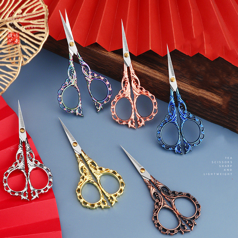 Retro šūšanas šķēres krustdūriens antīkās šķēres, diegu izšūšanas šķēres rokdarbu mājsaimniecības šūšanai