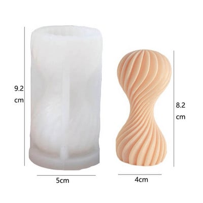 3D cilindru sveču veidnes DIY sveču silikona veidņu kūku sveķu veidnes 3D mākslas vaska sveču veidošanas veidņu silikona roku darbs ziepju veidnes