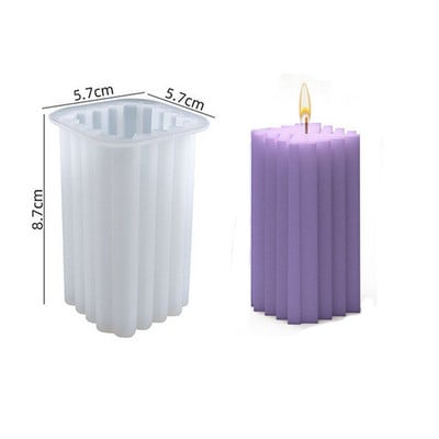 3D cilindru sveču veidnes DIY sveču silikona veidņu kūku sveķu veidnes 3D mākslas vaska sveču veidošanas veidņu silikona roku darbs ziepju veidnes