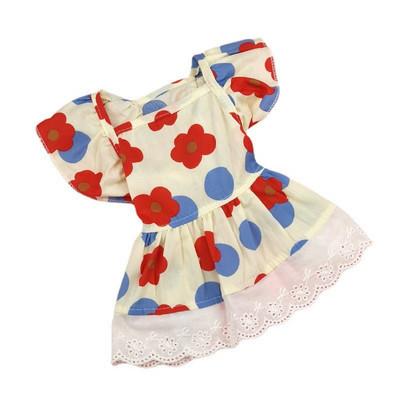 Mājdzīvnieku suns Kaķu kleitas Princešu apģērbs Pavasaris Vasaras Kokvilna Ziedi Ziedu Mežģīņu kleita Apģērbs Svārki kucēnu piederumi